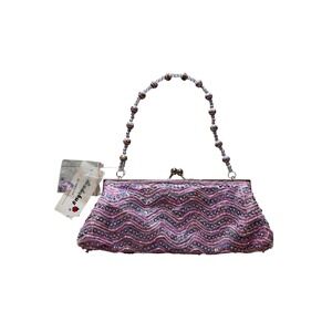 Handbag Beaded Y2K Ladybug Women Large Pink Sequin Kiss Lock Evening Bag